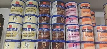 Qida məhsulları: Məhsul: Simonelli milkşeyk tozları 38₼ və Royal Cane siropları 15₼ — 1
