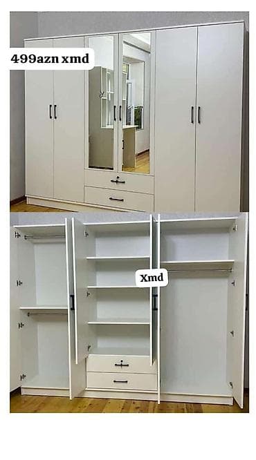 5 qapı, Güzgülü, Ağ, Açılan, Düz dolab