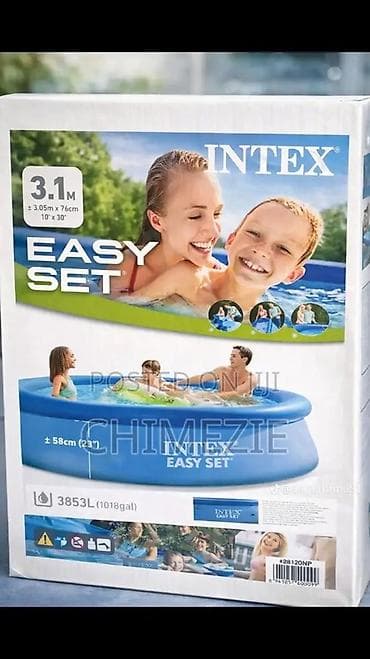 INTEX Easy Set şişmə hovuz. Cemi 1defe su doldurulub, heyete — 2
