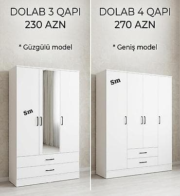 Ağ rəngli, müasir dizaynlı paltar dolabları. Seçimlər: - 3 qapı – lalafo.az -da Ağ rəngli, müasir dizaynlı paltar dolabları. Seçimlər: - 3 qapı –