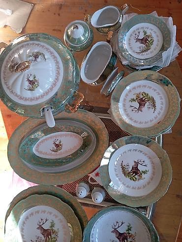 Nahar dəsti, rəng - Qızılı, Farfor, 6 nəfərlik, Çexiya