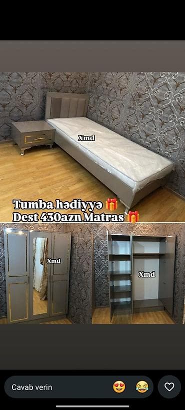 kravat taxt: Təknəfərlik çarpayı, Tumba, Yeni — 1