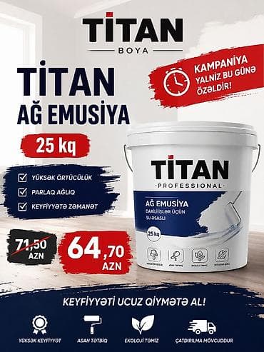 Silikonlu Fasad üçün boya, Titan, 24 kq, rəng - Ağ, Suya davamlı
