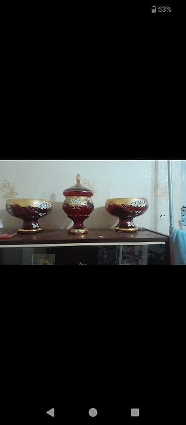 Qızılı naxışlı bəzək qabları dəsti - Tərkib: 3 ədəd dekorativ