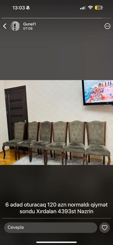 stul qiymətləri: Qonaq otağı üçün, İşlənmiş, Stul — 1