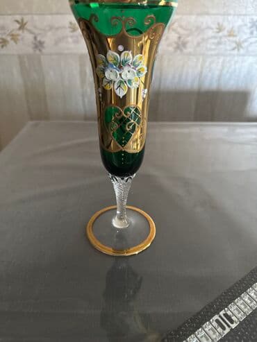 bakalar: Qədəhlər, rəng - Yaşıl, Xrustal, 250 ml, Çexiya — 2