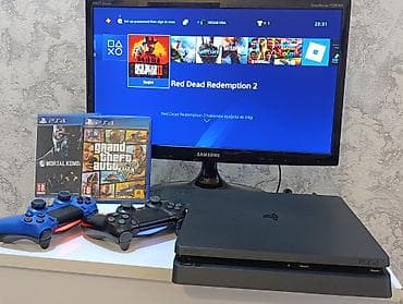 Şəkildəki original dəst PS4 slim 500gb nöqtə cızıq yox +2 pult+ 2disk — 3