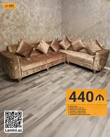 Künc divan, Açılan, Bazalı, Vеlur parça, Şəhərdaxili pulsuz çatdırılma — 1