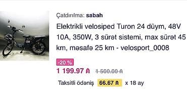 Elektrik velosipedi 24", 350-500 Vt — 1