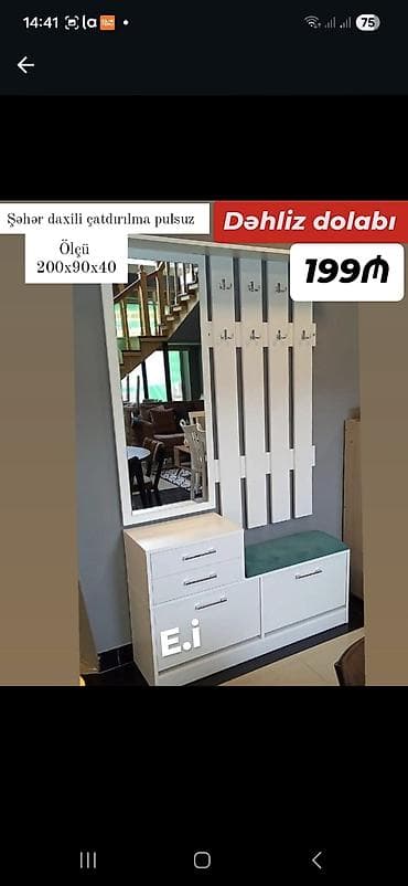 dehliz dolabi satilir: Dəhliz dolabı – praktiki və funksional dizayn Ölçü: 200 x 90 x 40 sm — 1