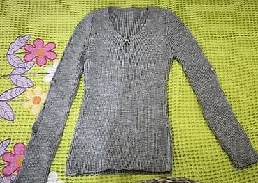 xonca bezemek: Qadın sviteri 55-60kg üçün - Rəng: boz-melanj - Model: dar kəsim — 1