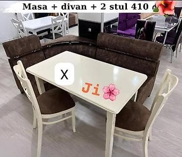 Masa + divan + 2 stul dəsti - Komplekt: 1 ədəd yemək masası, 1 ədəd