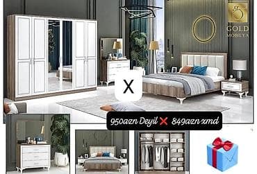 Yataq otağı dəsti – Gold Mobilya Dəst tərkibi: - 6 qapılı qarderob