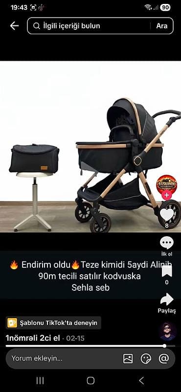 Çıxarıla bilən beşikli araba, Yaş: 1-6 ay