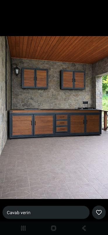 Metal karkaslı taxta fasadlı modul mətbəx dəsti - Üst modul: 2 ayrı