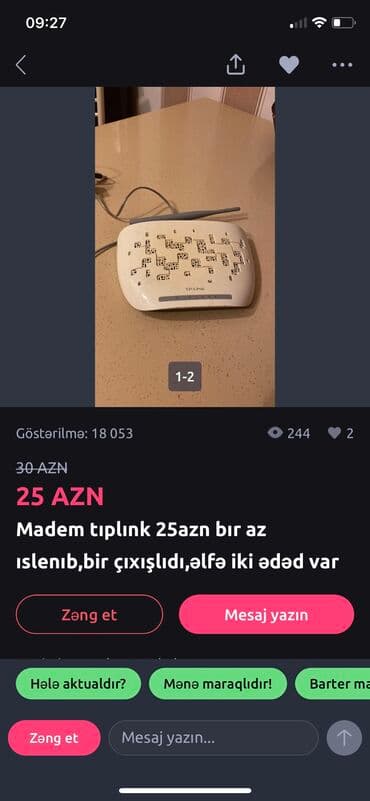 Mademnən iki eded var ikidini de alana endirim olunacaq,uciz