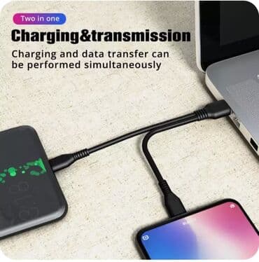 usb kabel iphone: 1 metr uzunluqda, həm micro usb, həm də type-c girişə malik şarj — 5