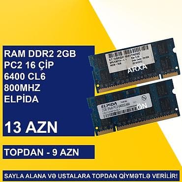 intel core i7: Notebook üçün Ramlar (DDR2/DDR3) SAYLA ALANA VƏ USTALARA TOPDAN — 8