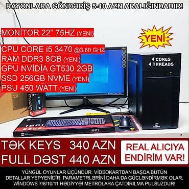 Ноутбуки: Oyun üçün Kompüter "Legion Core i5 3470 GT630 2GB 256GB NVME” ⭐Tək — 3
