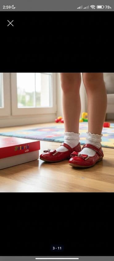 Qız üçün qırmızı baletkalar. Ortopedik dəri Rugan ayaqqabı. 35azn