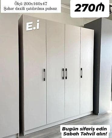 koridor dolabı: 4 qapılı dolab Yep yeni 270 azn rəng seçimi var çatdırılma var — 1