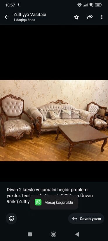 2ci el soyuducular: Divan, 2 kreslo — 1