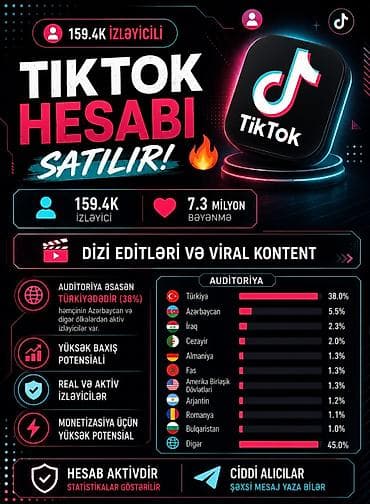 TikTok hesabı satılır – dizi editləri və viral kontent mövzulu Əsas — 1