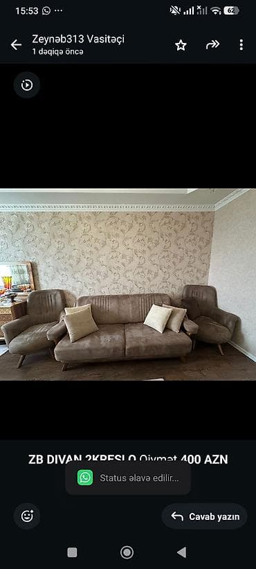 komputer kreslosu: *ZB* *DIVAN 2KRESLO* Qiymət *400 AZN* ünvan Bakıxanov — 1