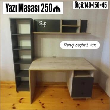 Otaq bitkiləri: Yazı masası – funksional iş guşəsi Ölçü: 140 × 150 × 45 sm Qiymət: 250 — 1