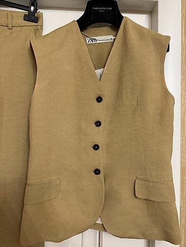 zara dəst: Zərif qadın kostyumu – şalvar və jilet dəsti - Rəng: açıq — 2