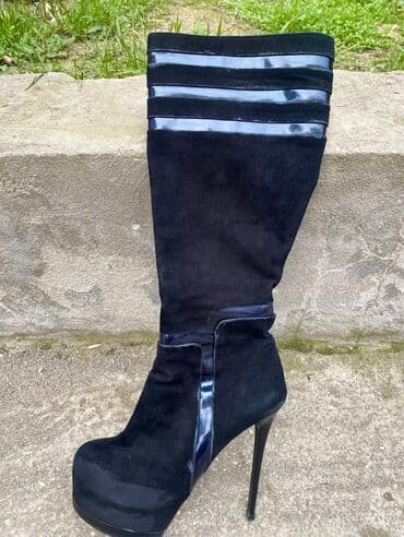 женские демисезонные сапоги на шпильке: Çəkmə, Ölçü: 36.5, rəng - Qara, İşlənmiş — 1