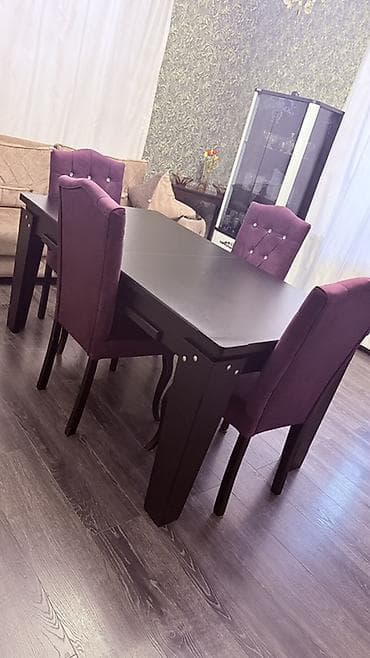 stol srul: Qonaq otağı üçün, Yeni, Açılmayan, Dördbucaq masa, 4 stul — 2