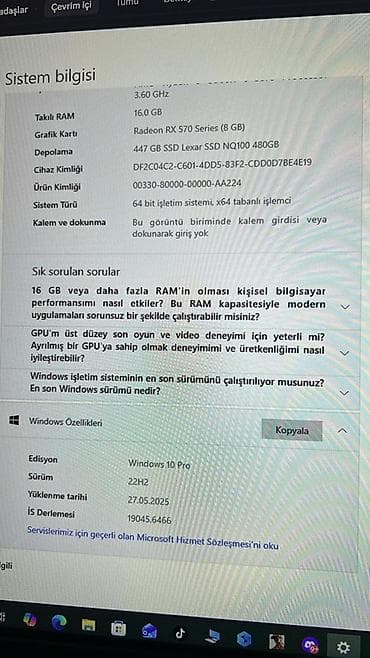 komputer setup: Oyun və iş üçün masaüstü kompüter - Prosessor: AMD Ryzen 5 3500X, 6 — 1
