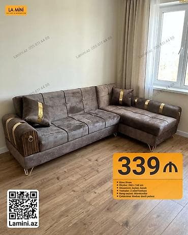 Künc divan – Lamini.az - Ölçülər: 260 × 160 sm - Mexanizm: açılan