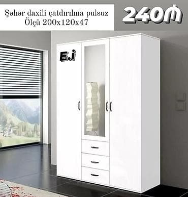 paltar skaf: 3 qapılı dolab Yep yeni 240 azn rəng seçimi var çatdırılma var — 1