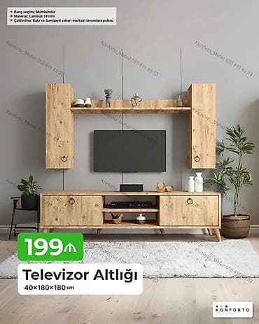 divar kitab refleri: Televizor altlığı və divar modulu dəsti - Ölçü: 40×180×180 sm - — 1
