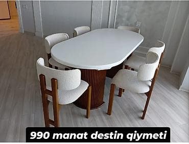 Qonaq otağı üçün, Yeni, Açılmayan, Oval masa, 6 stul
