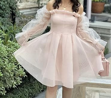 Üst geyimi: Don satılır ✨ Çox zərif pudra rəngində, off-shoulder dizaynda, tüllü — 1