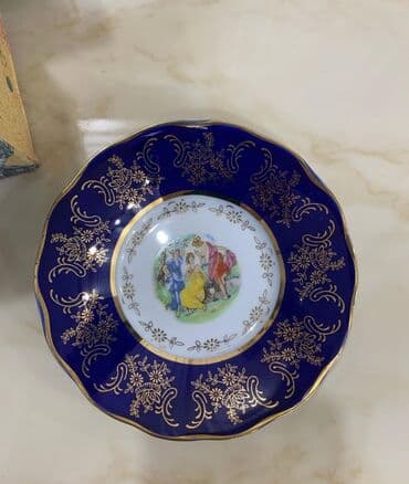 qab qacaq ikinci el: Boşqablar, 12 ədədli dəst, rəng - Göy — 1