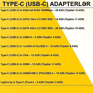 xarici hard disk: Type-C/USB-C Adapterlər/Konverterlər (Çeviricilər) ⭐Type-C (USB-C) to — 2