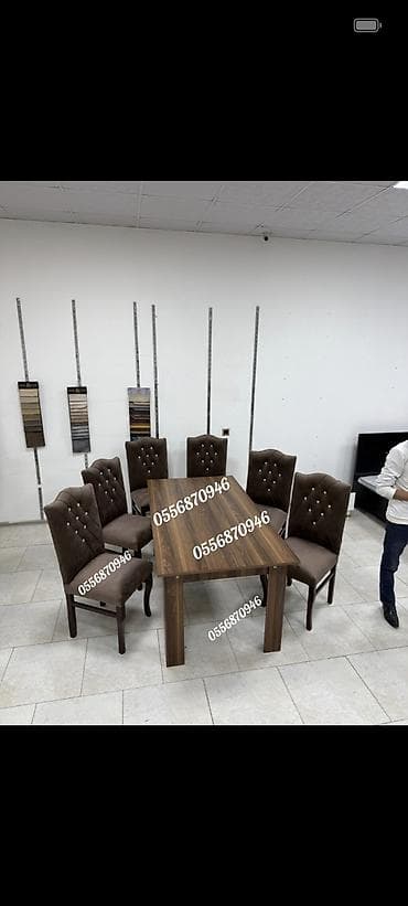 Qonaq otağı üçün, Yeni, Açılmayan, Dördbucaq masa, 6 stul