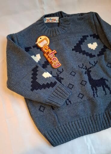 toxunma uşaq koftaları: Uşaq sviteri – Derbey Kids Club - Rəng: Boz-mavi - Naxış: Tünd mavi — 2