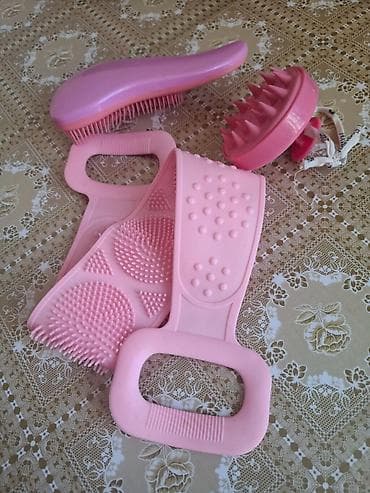 Hamam və saç baxımı üçün 3-lü dəst - Silikon hamam kəməri: İki tərəfli