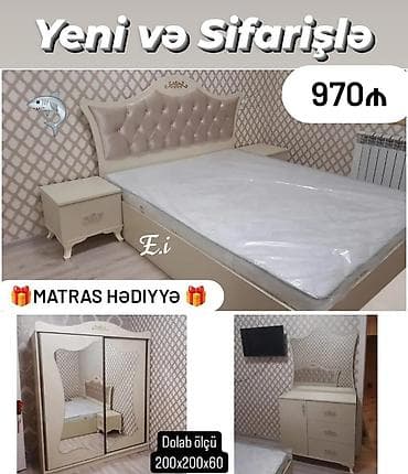 Yataq otağı dəsti – Yeni və sifarişlə Qiymət: 970₼ Hədiyyə: Matras
