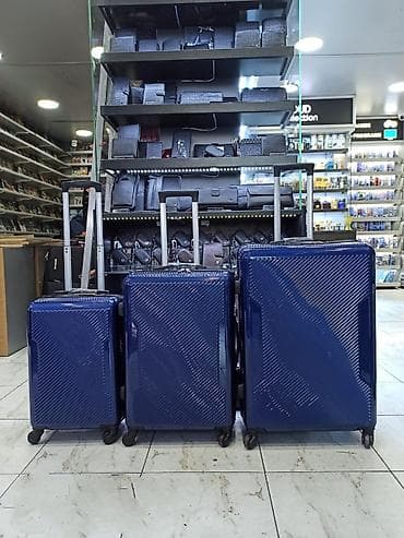 gitara qabı: Məhsul: 3-lü sərnişin çamadan dəsti - Rəng: tünd mavi (parlaq — 1