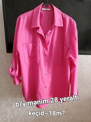 stringer alt geyimi: Qadın köynəyi – Crep Woman Fashion - Rəng: parlaq çəhrayı - Ölçü: L — 2