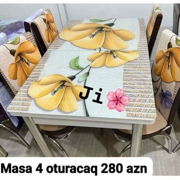 metbext divani: Mətbəx üçün, Açılmayan, Dördbucaq masa, 2 stul — 4