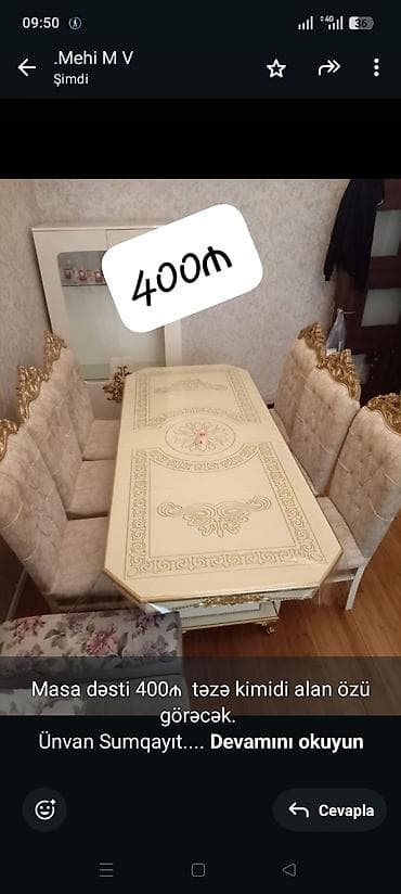 stol dəst: Masa dəsti 400₼ təzə kimidi alan özü görəcək. Ünvan Sumqayıt. Mehi — 1