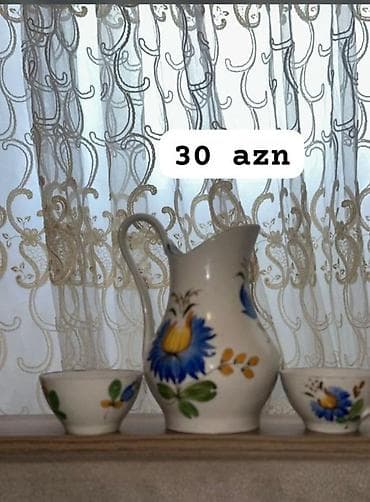 Çay dəsti, rəng - Qırmızı, Farfor — 8