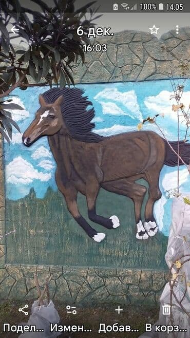 бак для воды купить в баку: Dekorativ relyef panel – “Qaçan at” motivi - Material: beton/daş əsas — 1